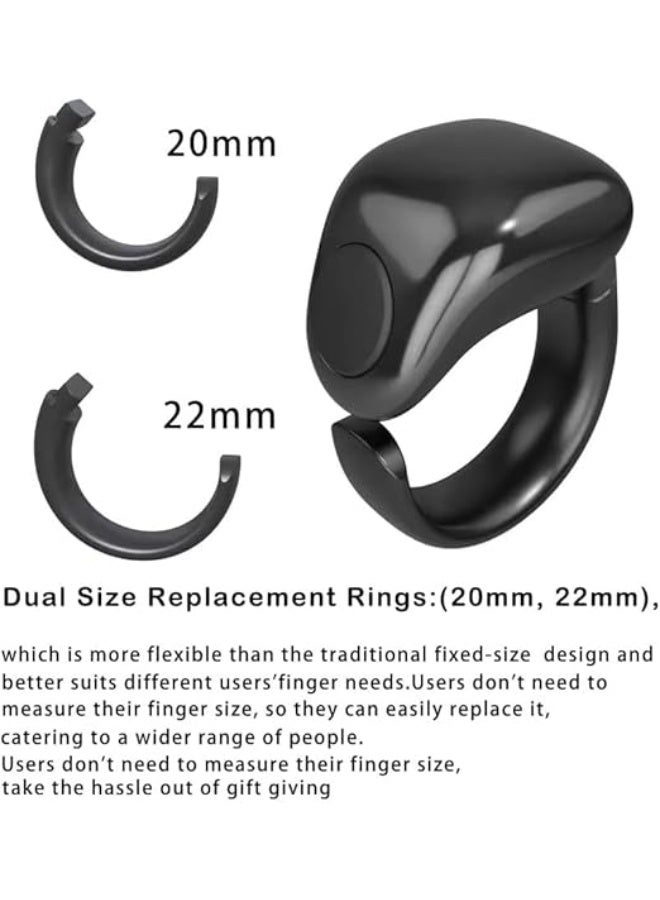 WESLAMIC iTasbih Smart Tasbih Counter Ring – Bluetooth Digital Zikr Counter with OLED Display, Azan & Prayer Reminders, Adjustable Sizes (20mm & 22mm), Magnetic Charging, Waterproof, App Sync for iOS/Android – Sleek Black Islamic Prayer Companion - Image 5